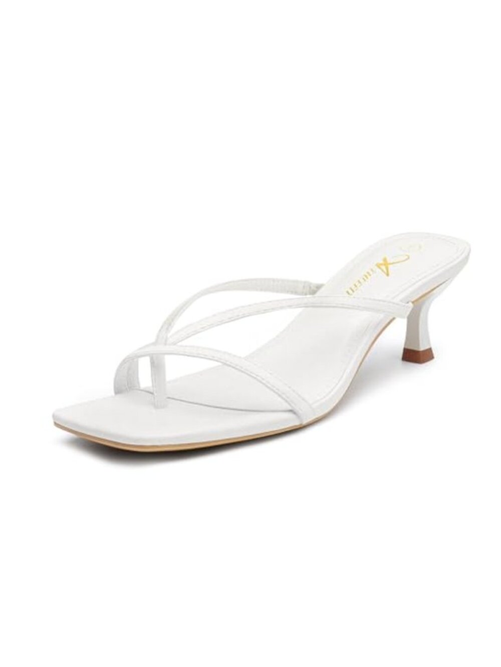 Kitten Heel Strappy Sandals Square Toe Slip On Dressy